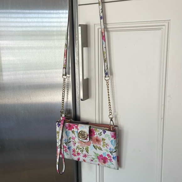 Nanette Jepore crossbody/wristlet, white with floral print - Picture 3 of 5